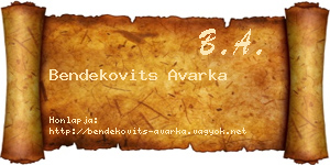 Bendekovits Avarka névjegykártya